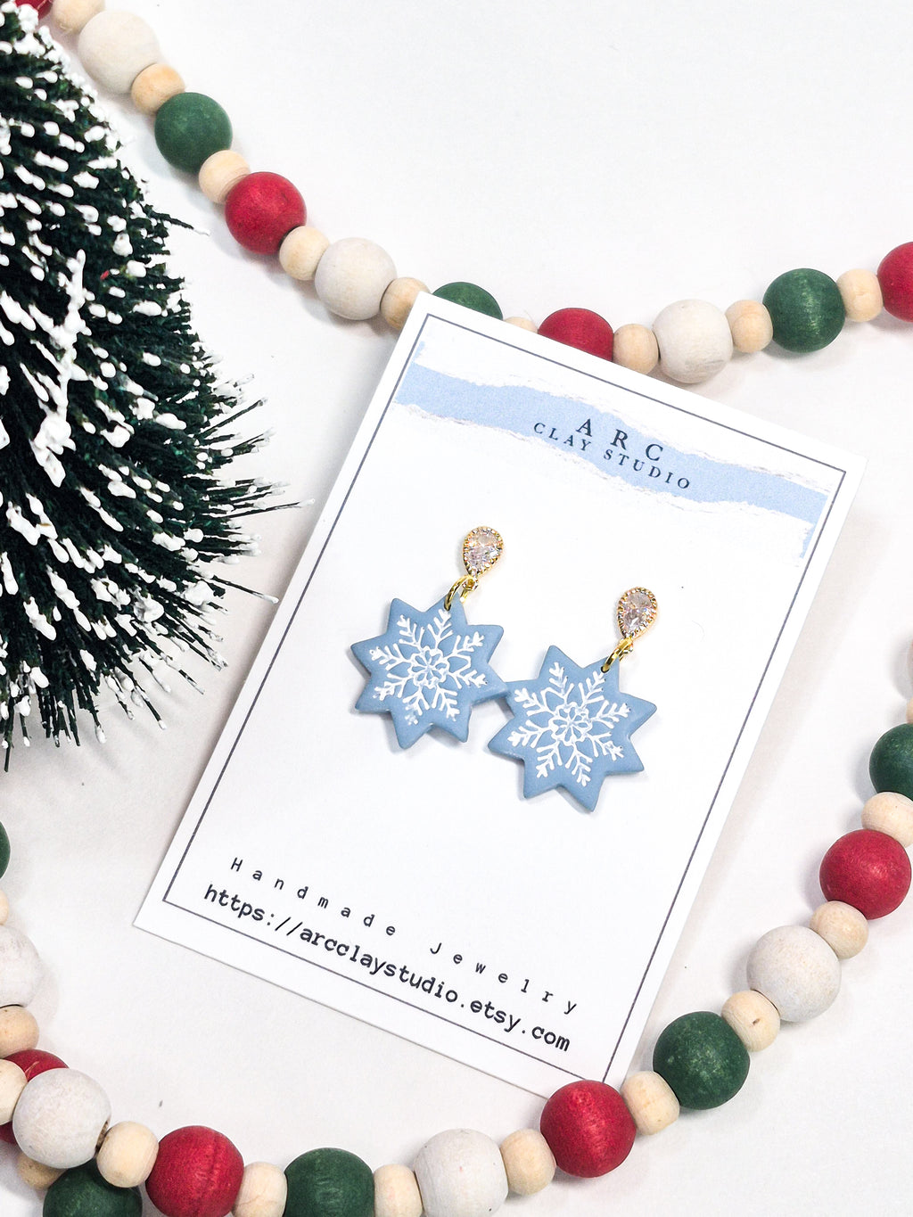 Blue Snowflake Dangle Earrings