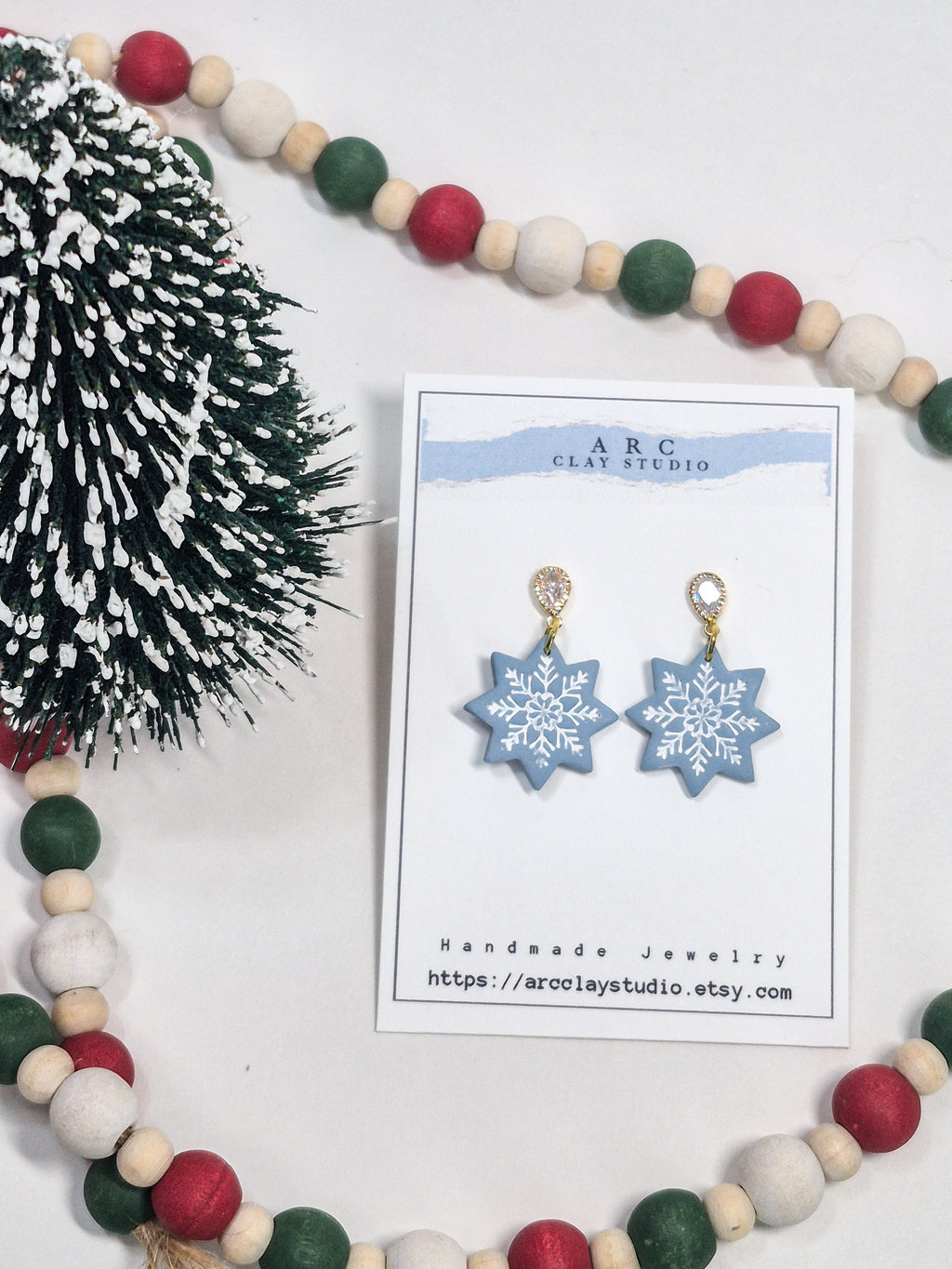 Blue Snowflake Dangle Earrings