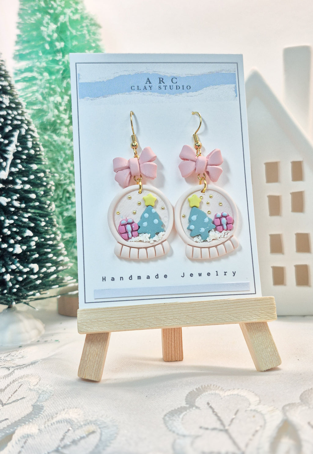 Pastel Snow Globe Earrings – Kawaii Holiday Collection